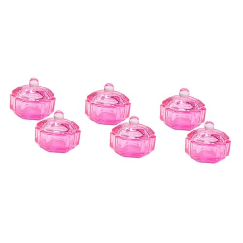 NULYLU 3sets Nail Dappen Dish Pink Bowl Manicure Tools Set Glass Dappen Dish Lid Acrylic Nail Supplies for Home or Salon Use 2pcs*3