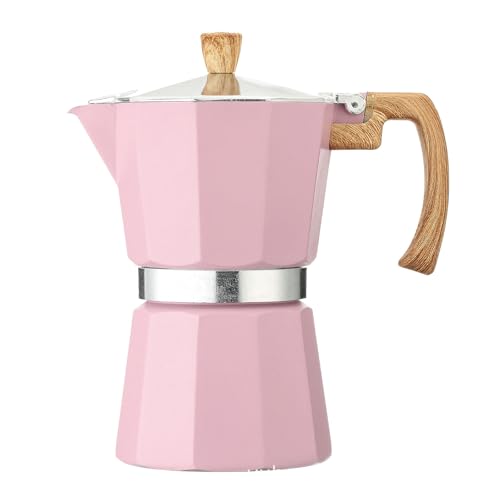 WJUHYGTF Ollas Moka, para Estufas De 6 Tazas Máquina De Espresso La Cafetera Espresso Mango Madera Hace Que El Café Italiano Sea Adecuado Todos Los Tipos De Estufas Eléctrico,Rosado,300ml