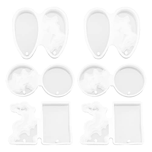 EMSea 6PCS Island Silicone Moulds Ocean Themed Casting Moulds with Rope Hole Design for DIY Making Pendant Necklace Jewelry Home Decoration Crafts