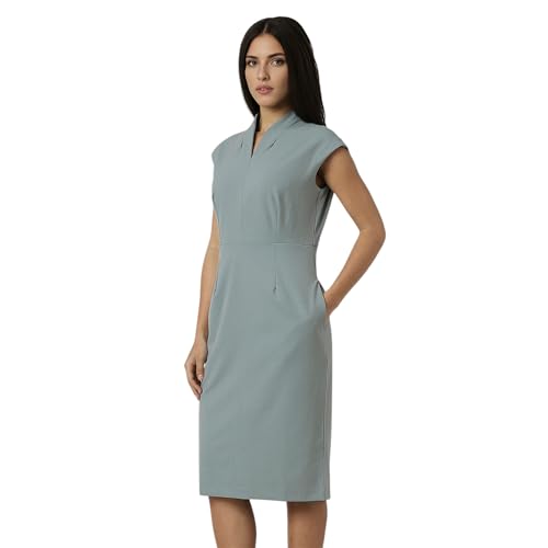 Image of Van Heusen Women's Regular Fit Half Sleeve Mid Thigh Length Sheath Dress