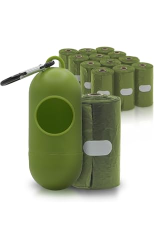 ALFASTAR Sacchetti Cane Cacca con Dispenser e Gancio Inclusi per Trasporto Semplice e Pratico - 360 Sacchetti Igienici per Cani in Confezione da 12 Rotoli