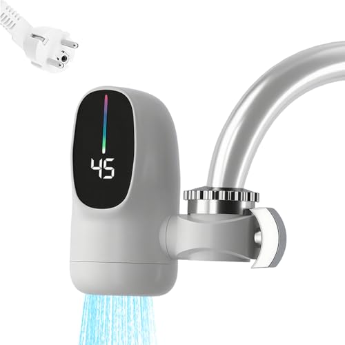 Robinet Chauffe-Eau Électrique - Robinet Électrique à Chauffage Rapide avec Affichage Numérique LED | Accessoires 3000W pour Salle de Bain Hôtel Camping-Car Cuisine...