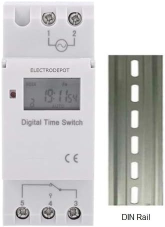 Migro Programmable Timer mounted next to a DIN rail.