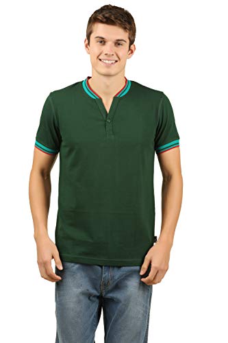 Image of zebu Men's Half Sleeve Cotton Henley Neck Tshirt with bio wash (Pack of 1).