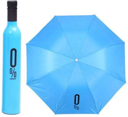MitanFolding Portable Fold Wine Bottle Umbrella with Plastic Case; Fancy Side Pocket for Women and Kids (110 cm)(Assorted Color)