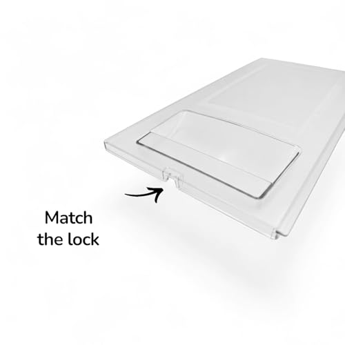 Image of Refrigerator Freezer Drawer Front Panel, Clear, 37 x 20.4 cm, Compatible with Voltas Beko Single Door 185-210 Ltrs