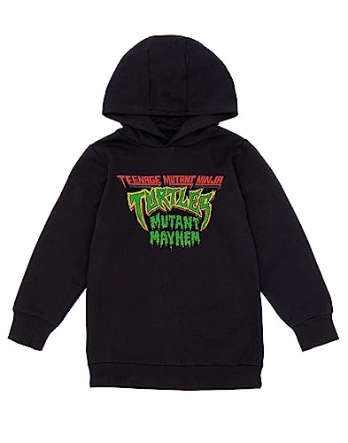 Teenage Mutant Ninja Turtles Boys Hoodie | Kids & Teens Mutant Mayhem Black Hooded Sweatshirt | TMNT Cartoon Apparel Hoody