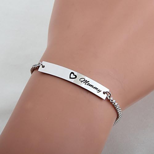 Image of WUSUANED Sn&Daughe&Mommy Bracelet Baptism Bracelet Mom Family Bar Bracelet Set Gift for New Mom&Newborn