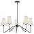 Electro bp;30"Dia 5-Arm Classic Chandeliers Matt Black with White Linen Shades,Light Fixture For Dining room,Living Room,Bedroom,E12,200W