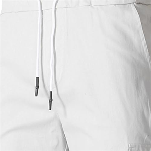 Sweatpants for Men Fashion Personalized Casual Solid Color Tie Multi-Pocket Drawstring Cargo Pants Trousers3