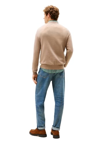 Tommy Hilfiger Herren-Pullover mit Rundhalsausschnitt, Baumwolle, leicht, auch erhältlich in Big & Tall, Coastal Taupe, X-Small – Ansicht 4