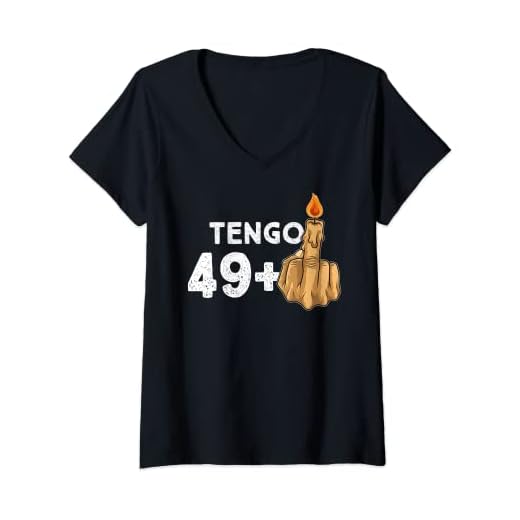 Mujer 49+1 Dedo Medio Vela De Cumpleaños Para El 50º Cumpleaños Camiseta Cuello V