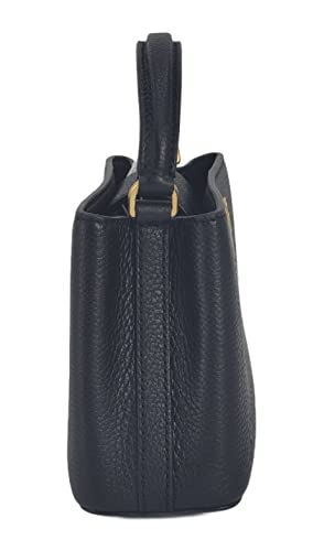 Tory Burch 145357 Britten Black With Gold Hardware Leather Women's Micro Satchel Bag, Black