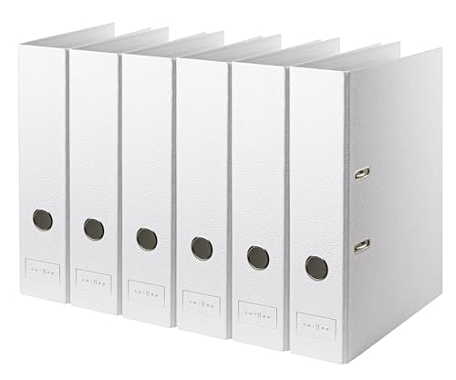 Swissee Eleganter Papier Büro-Ordner A4 7 cm Rücken - 6er Eco Hebelordner (Weiß mit Textur)