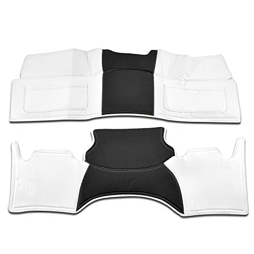 HELIOS【標準用】 200系 ハイエース S-GL フロント & リア ポケット付 デッキ カバー 2P ホワイト x ブラック 1型 2型 3型 4型 5型 6型 PVC