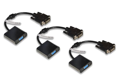 Adaptateur DVI-D vers VGA convertisseur actif Full HD 1080p triple pack pour écran ordinateur PC