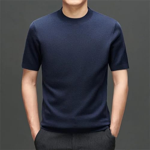 Men Worsted Wool O-Neck Short Sleeve Solid Orange Green Sweaters Round Neck Thin Short Sleeves Pullover4