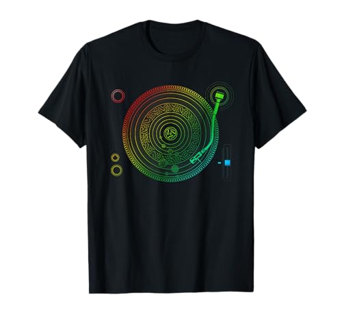 Space DJ T-Shirt - Solar System Retro Turntable EDM Color 3 T-Shirt