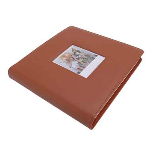 Lazmin112 Libro de álbumes de Fotos, para 300, 400, 90x110 Mm, Cuero PU, 36 Páginas, 288 Imágenes Capacidad, a Prueba de Agua, de Lágrimas, para Cumpleaños, Fiestas, Aniversarios (Brown)