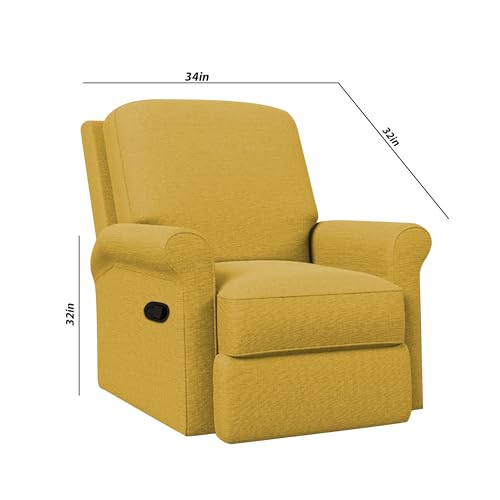 Image of CASALIVING Mersin Comfy Fabric Single Seater Recliner Chair, Recliner Sofa for Relaxing, Recliner Chair for Home Relax (Yellow) | Premium Fabric Sofa