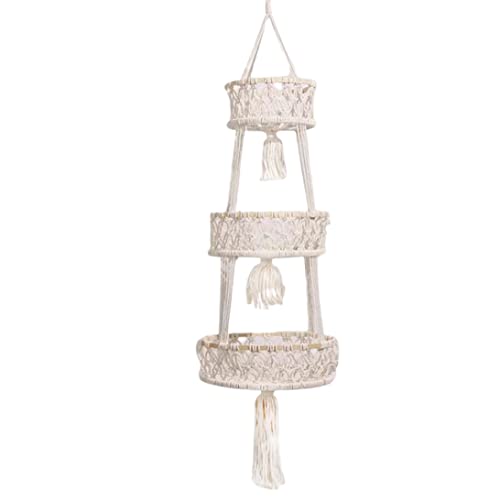 3 Tier Hanging Fruit Hammock Woven Woven Fruit Basket Hanging Wall Storage Basket For Kitchen Organiser