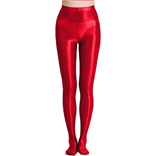 Image of cloudmall Women Sexy Semi Opaque Pantyhose Running Tights Yoga Leggings Oil Shiny Stocking