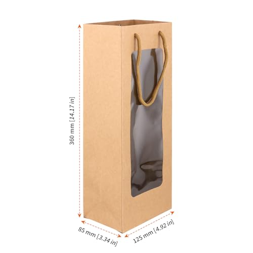 Bolsas de regalo de vino con ventana transparente UNGFEI, papel kraft resistente, x20 2