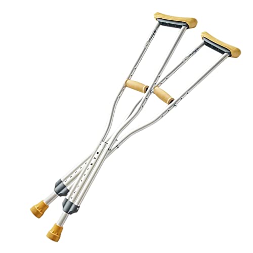 Muletas de aluminio para las axilas (2 unidades), muletas médicas extensibles portátiles, bastones de altura ajustable con botón para niños, jóvenes y adultos (tamaño: mediano (154-175 cm)) Keep it