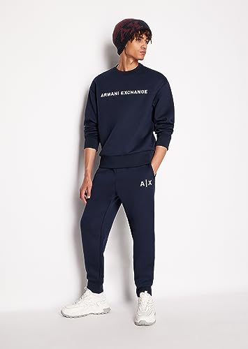 Armani Exchange Men's Jacquard Fleece Classic Simple Logo Pullover Sweatshirt2