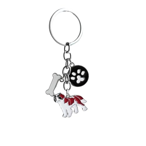 BECHANMIG Dog Keychain Lovely Dog Key-ring Portable Metal Keychain Keyring Key Decor Car Keyring Decoration(Saint bernard)