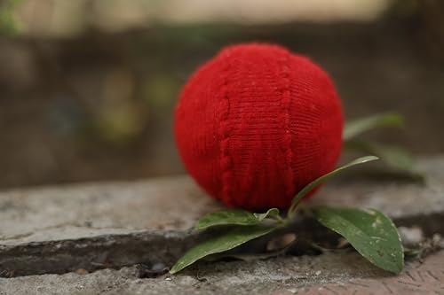 Image of Joshi Cloth Cricket Ball | Woolen Soft Ball for Gully /Street Cricket & Practice | Durable, Lightweight, All-Weather, High-Visibility Colors | Single Piece (Cherry RED)
