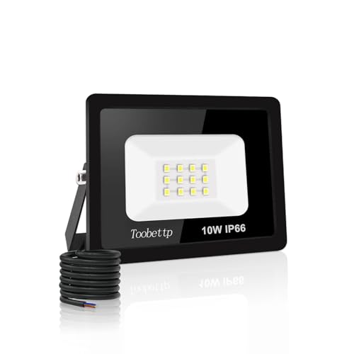 10W LED Strahler Außen, IP66 Wasserfest LED Strahler, Superhell 1000LM Fluter Flutlicht 6500K Kaltweiß, Scheinwerfer Aussenstrahler für Gärten, Innenhöfe, Garage, Hotel