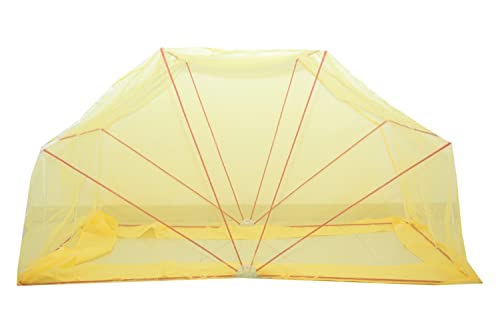 Image of Elegant Premium Cotton Mosquito Net for Mid Size Bed (Divaan)(4x6 Feet Yellow) | Foldable Machhardani with High-Density Mesh & Washable