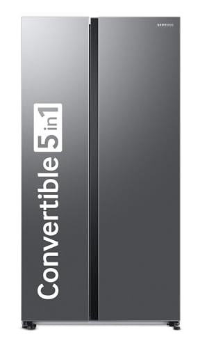 Image of Samsung 653 L, 2 Star, Frost Free, Double Door, Convertible 5-in-1 Digital Inverter, Side By Side Refrigerator (RS76CG80X0S9HL, Silver, Refined Inox)