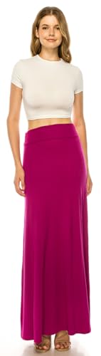 Image of URBAN K Womens Basic Foldable High Waist Regular and Plus Size Maxi Skirts
