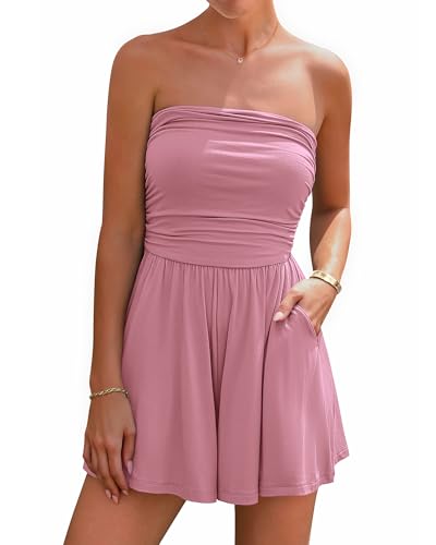 BTFBM Womens Romper Summer 2026 Strapless Tube Tops Beach Vacation