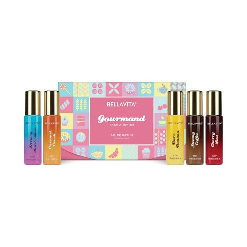 Image of BELLAVITA Gourmand Trend Series Gift Set | 5 x 10ml Trial Perfumes | 20% Perfume Oil Concentration | Smell Like a Snack | Perfume for Man & Woman | Dessert Inspired Sweet Notes | Long Lasting Unisex Fragnance