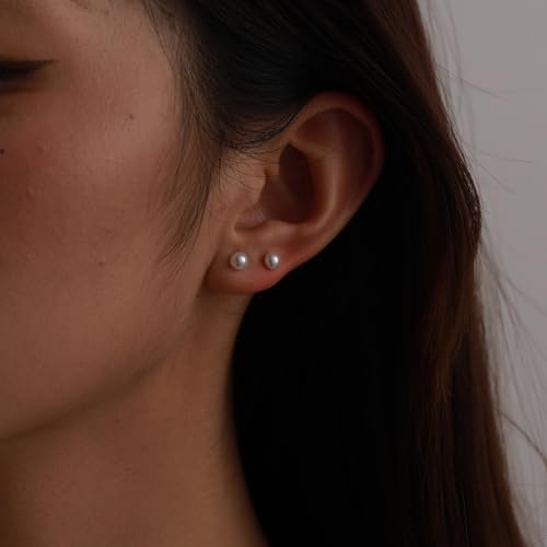 14k Gold Plated Sterling Silver Carefully Selected Freshwater Small Pearl Stud Earrings for Women3
