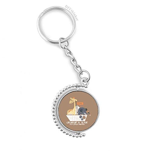 Porte-clés rotatif girafe éléphant multicolore keyholder anneau de 1,2 x 3,5 pouces