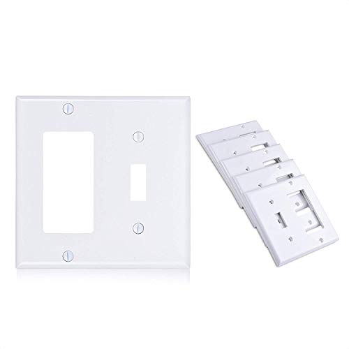 Cable Matters 5-Pack Toggle Switch (Wall Switch Cover) Double Gang Wall Plate Cover For Decorator Device In White #TOP16