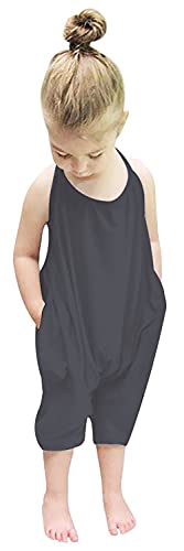 Raisevern 2T 3T Romper Grey Baby Girls Slouch Jumpsuit Toddler Infant Strap Backless Jumper One Piece Harem Outfits Kid Overalls #TOP8