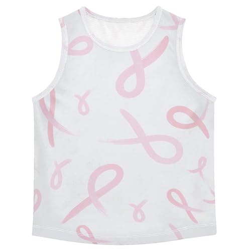 JUNZAN Pink Breast Awareness Ribbons Boys' Tank Top Shirt Sleeveless Summer Vest Tee Kids Boy T Shirts for Beach Swim 3T