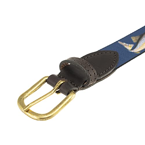 Thomas Bates Saybrook Leather Tab Web Belt with Antique Finish Brass Buckle3