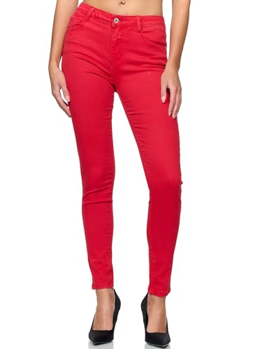 Elara Pantalones para Mujer Jeans Elástico Chunkyrayan G09 21 Rot 38 (M)