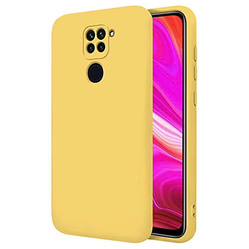 TBOC Coque pour Xiaomi Redmi Note 9 [6.53"] Étui Rigide [Jaune] Silicone Liquide Premium [Doux] Doublure Intérieure en Microfibre [Protège l'Appareil Photo] Antidérapant Résistant Saleté Rayures Cover