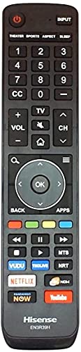 Hisense Original EN3R39H Remote Control for Hisense 4K Smart TV's 49H6E / 60H6E / 49H6E1 / 60H6E1 / 49H6020E / 60H6020E / 49H6030E / 60H6030E / 49H6040E / 60H6040E / 49H6050E / 60H6050E / 49H6070E