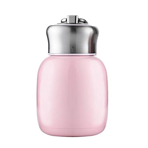 Söt termosflaska, rostfritt stål, liten vattenflaska, kaffe, resekopp, läckagesäker, dubbelväggig, vakuum, varm och kallvattenflaska, 200 ml, metallvattenflaska (rosa)