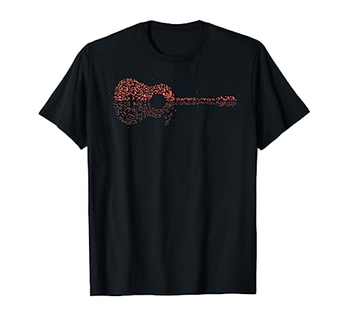 Guitar Musical Notes Reflection Guitarist Music Lover Camiseta