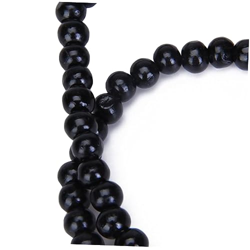 COLLBATH Collier avec pendentif en bois avec perles en bois, chaîne en bois africain, noir, 88 cm de long, pour homme et femme