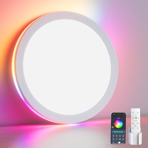 Antree LEDシーリングライト RGB 8畳用 3800lm 32W 間接光RGBカラー 調光調色 雰囲気ライト北欧風 極薄型 蛍光灯 リモコン付き スマホアプリ操作 Ceiling Light 6畳 8畳 寝室パーティー/ゲームルーム/リビング/子供部屋に適用